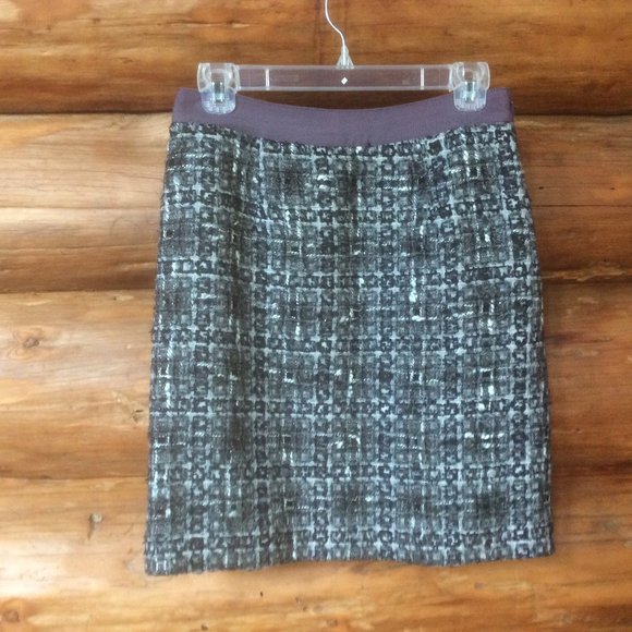 Boden Limited Edition Bouclé Wool Blend Lined Metallic Tweed Mini Skirt Size 4 - Picture 1 of 5